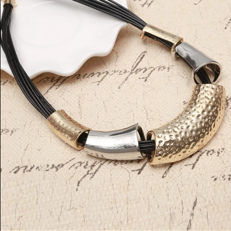 Женское кожаное ожерелье чокер винтажное массивное с бусинами макси|jewelry stone