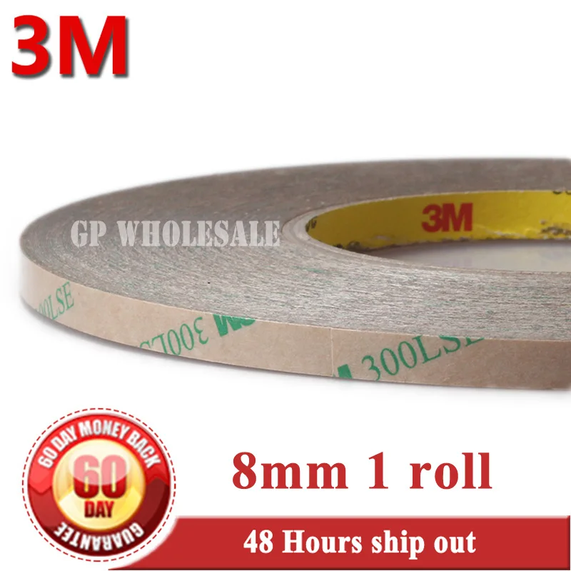 

1x 8mm*55M*0.17mm 3M 300LSE PET Strong Sticky Double Sided Adhesive Tape for Phone Display LCD Screen Frame Digitizer Bond