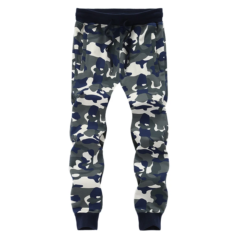 Blue Мужские тренировочные брюки свободные камуфляжные пот Штаны Jogger зимние теплые флисовые Камо брюк эластичный пояс мужской плюс Размеры 8XL Big Tall 7XL - Цвет: Blue