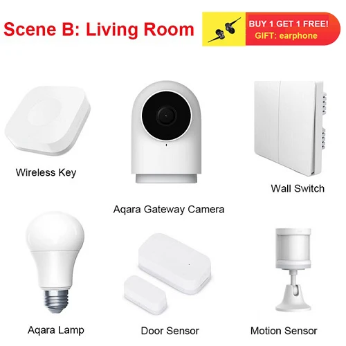 Scene B Xiaomi Aqara, комплекты для умного дома, шлюз, концентратор, датчик двери, окна, человеческое тело, беспроводной переключатель, датчик влажности, датчик воды для Apple, домашний комплект - Цвет: Scene B