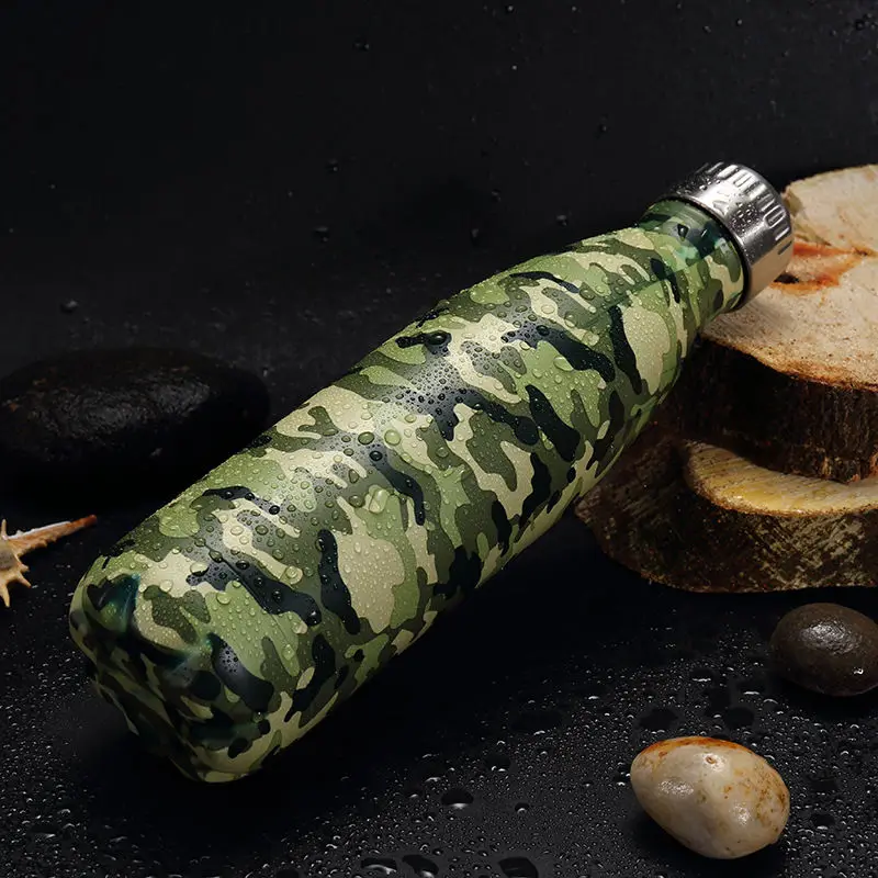 Камуфляж свободная вода bpa бутылки изотермическая чашка Нержавеющая сталь пива Чай Кофе термос Портативный Дорожная Спортивная бутылка для питья