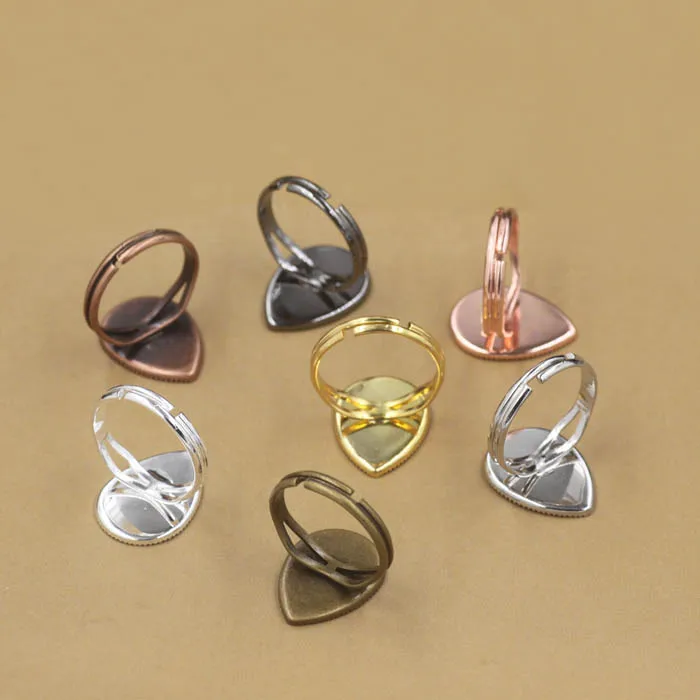 Пустые Настройки колец с каплевидной окантовкой основания полимерные Кабошоны
