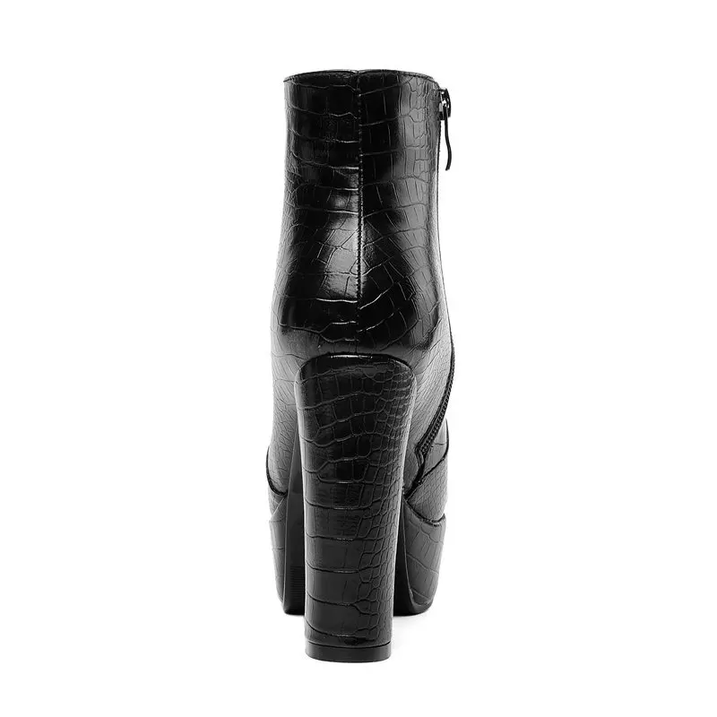 Women Quality High Heel Platform Ankle Boots Fashion Zipper Booties Comfort Round Toe Thick Autumn Winter Wedding Shoes | Обувь