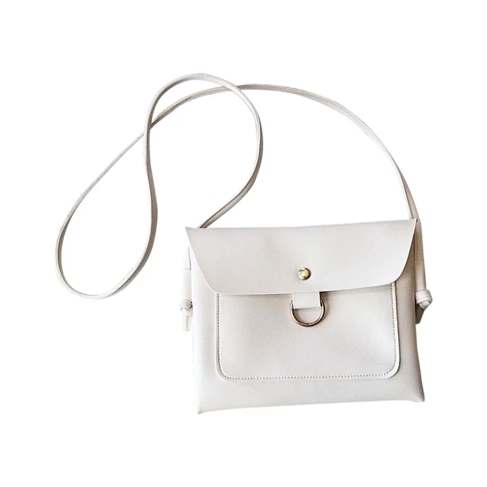 

Simple Fashion Women Messenger Bags Ladies' PU Leather Handbag Solid Color Metal Ring Girls Casual Shoulder Bag Sac Main Femme