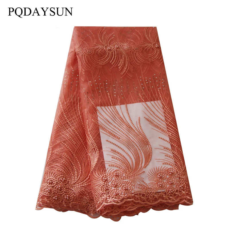 PQDAYSUN новейшие африканские кружевные ткани 5 ярдов/шт. Высококачественные
