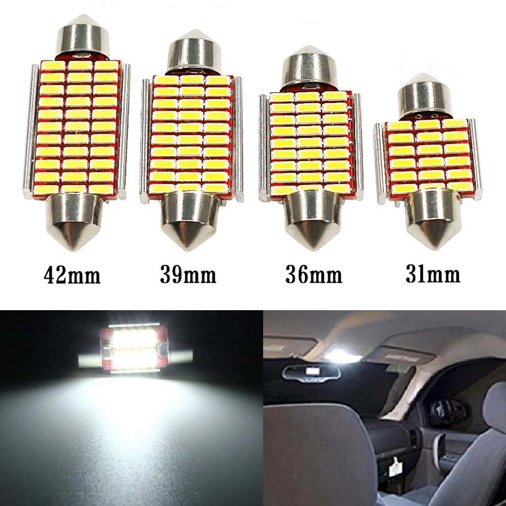 Yushuangyi 10X Auto LED Festoon 31mm 36mm 39mm 41mm 4014 SMD White Car C5W 6418 12V Canbus Reading Dome door Licence lamp bulb
