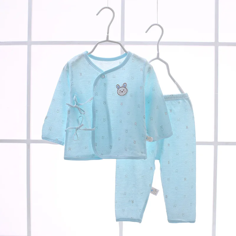 Baby Cotton Sleep wear Belt O-neck Unisex Clothing set Full Sleeve Summer Infant Clothes Premature newborn girl Boy sleeper | Детская