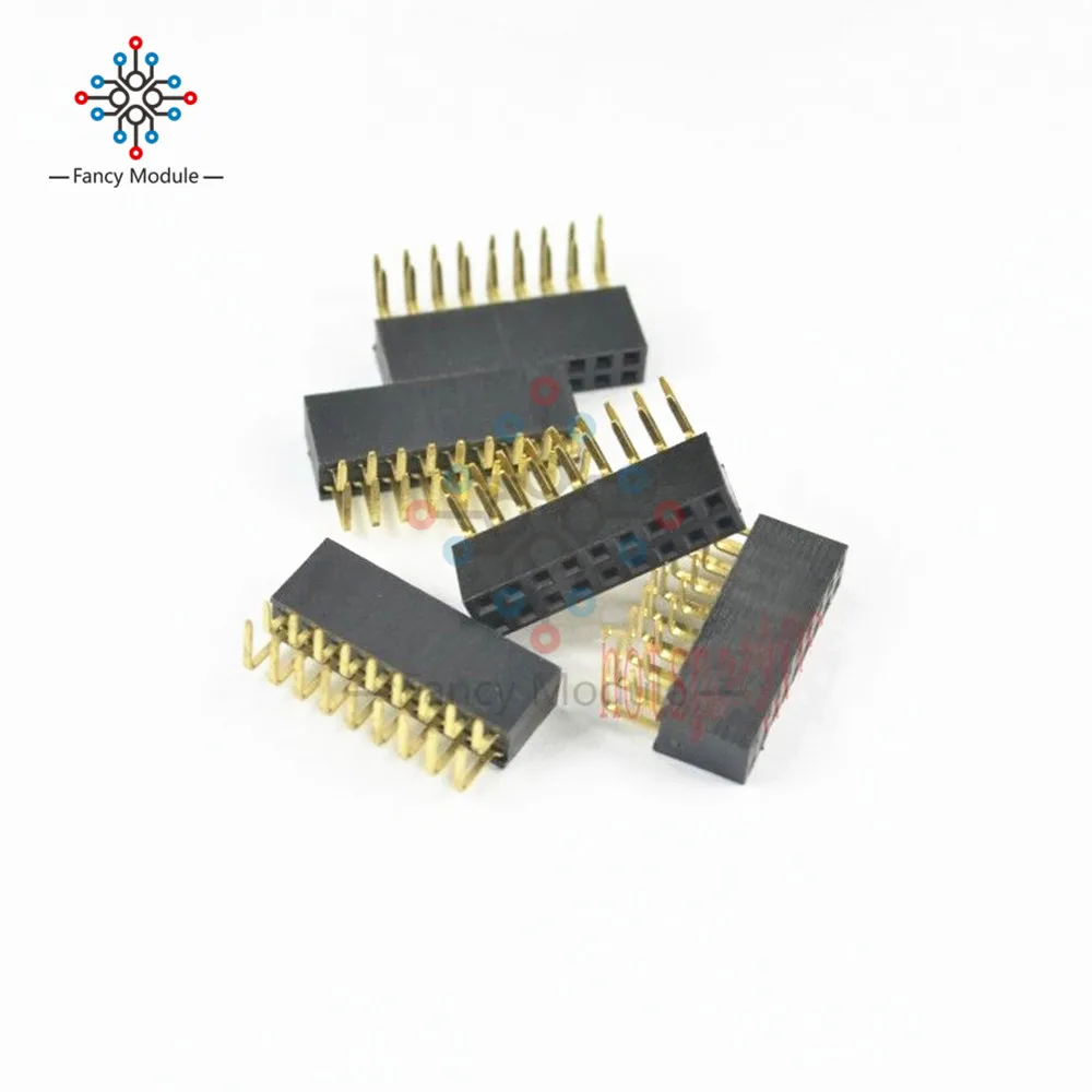 20 шт. 2 54 мм 2x9Pin шаг заголовка правый угол Женский двухрядный разъем| |