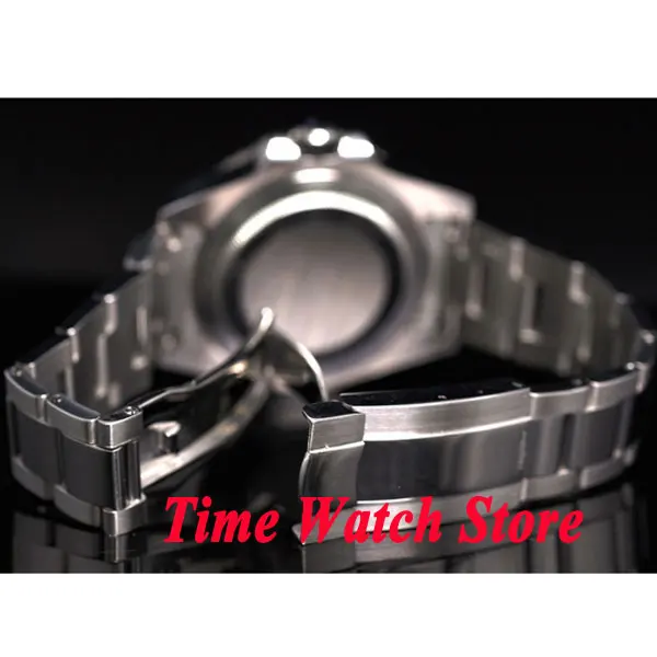 Часы Parnis 40 мм с черным циферблатом светящиеся мужские часы GMT из сапфирового