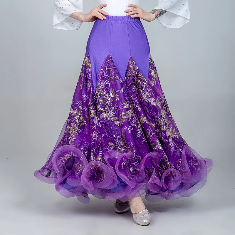 purple skirt Стандартная Женская юбка, юбки для бальных танцев, топы для фламенко, юбка для фламенко, испанский костюм для фламенко, Одежда для танцев, Одежда для танцев - Цвет: purple skirt