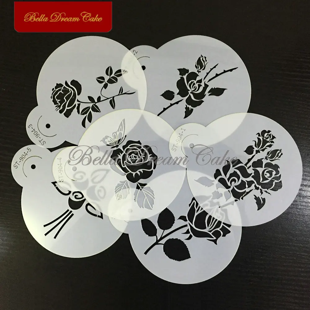 6 шт./компл. трафарет для печенья из цветов розы дизайн форма украшения кексов