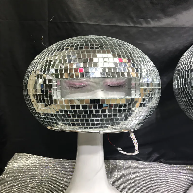 R6 Серебряный зеркальный стеклянный шар dj шлем одежда для сценических
