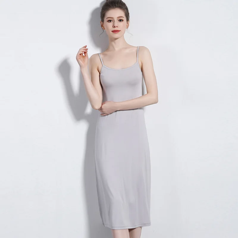 120cm Grey Летнее женское платье-комбинация, длинный тонкий ремень, без рукавов, новинка, внутреннее платье, высокое качество, Нижняя юбка, нижнее белье размера плюс, Нижняя юбка - Цвет: 120cm Grey