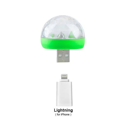 Lightning For iPhone USB Lumiere RGB светодиодный музыкальный сценический светильник шоу клуб диско DJ светильник лазерный проектор управление звуком кристалл магический шар эффект светильник s - Цвет: Lightning For iPhone
