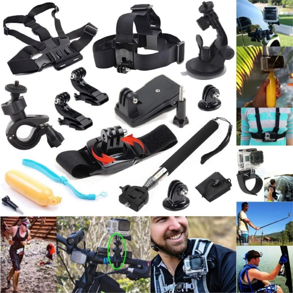 GoPro Hero 2 3 + 4 Sj4000 Sj5000 Sj6000 Интимные аксессуары комплект Rotable ремешок сумка для