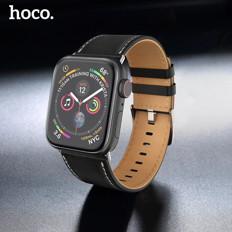 HOCO аксессуары для часов Ремешок для Apple Watch ремешок 44 мм 40 мм 42 мм 38 мм серия 5 4 3 для iWatch из натуральной коровьей кожи Ремешки для наручных часов
