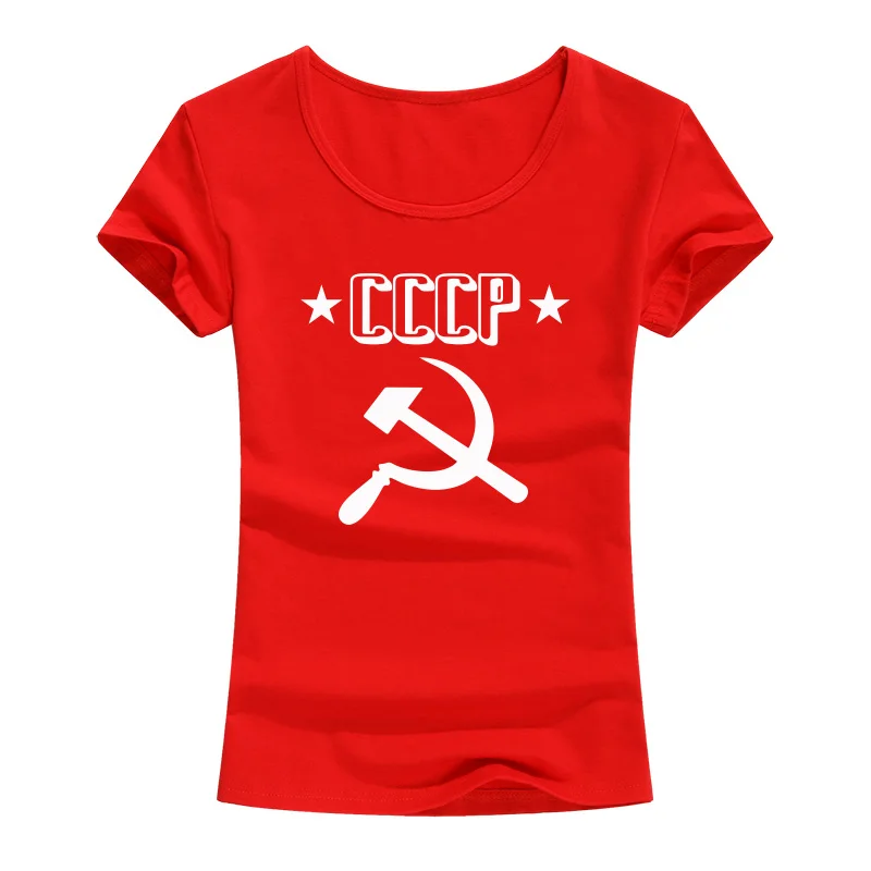 

USSR Soviet Union T Shirt Women 2021 New Summer Fashion Short Sleeve Cotton T-Shirt Russian CCCP Tops Tee For Lady Girl