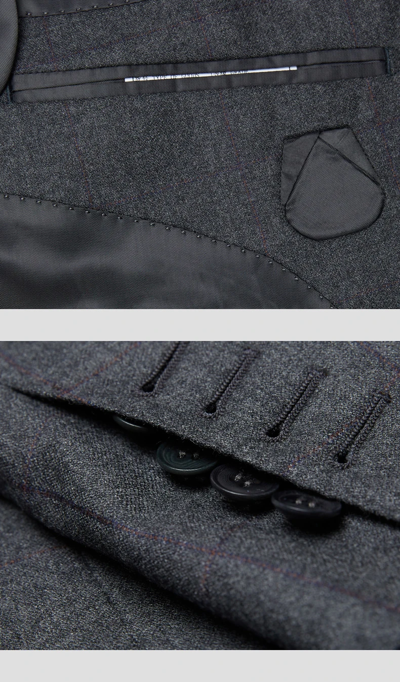Два предмета темно-серый шерсть костюмы для мужчин Terno Slim Fit Tuxedo(куртка+ брюки