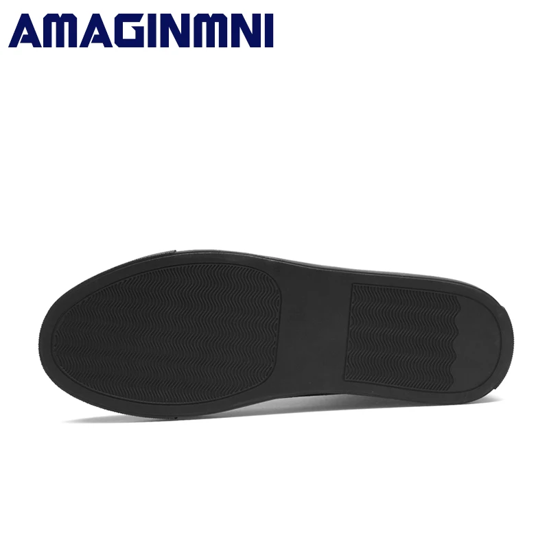 AMAGINMNI/брендовые зимние ботинки для мужчин модные кожаные ботильоны черная обувь