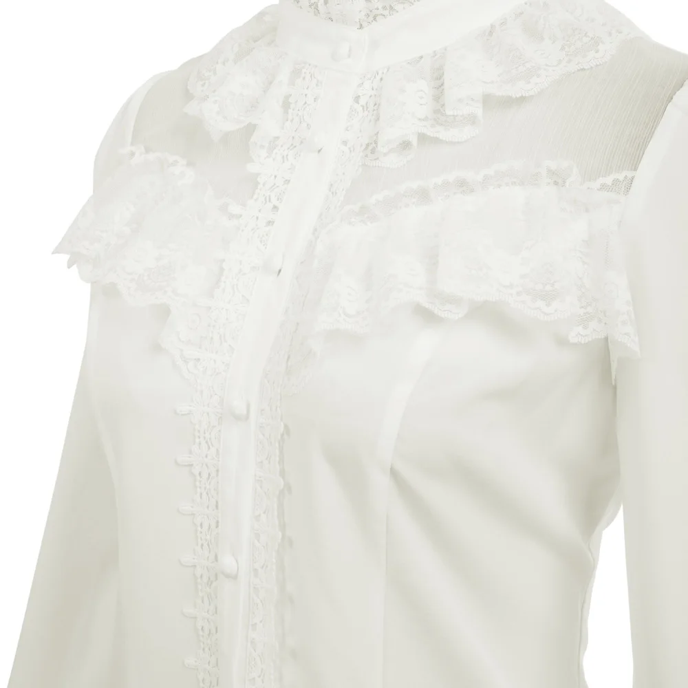 Женская винтажная блузка с длинным рукавом кружевная в готическом стиле