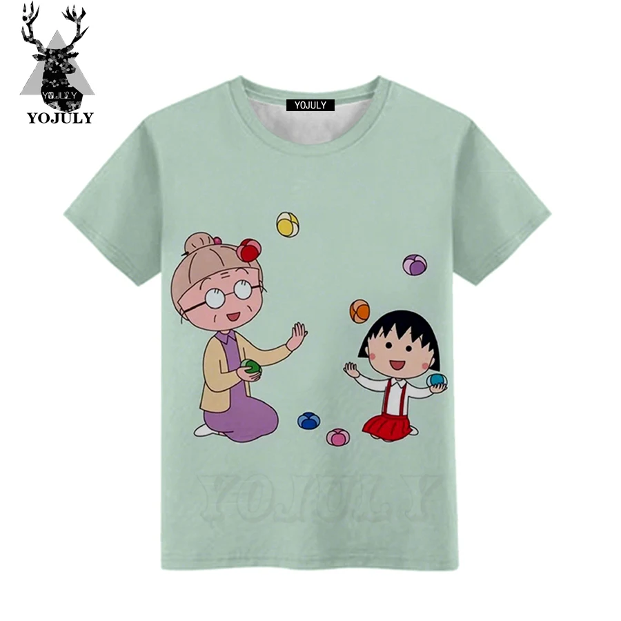 Футболка с 3D принтом YOJULY для маленьких девочек Lawaii Chibi Maruko Повседневная летняя