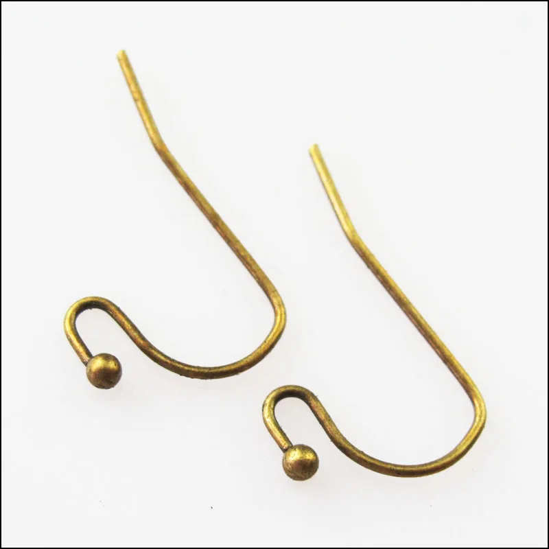 Ear Wire Hook 70 шт медный ушной провод крюк с торцевой шариковой пробкой 22 мм золото серебро бронза черный покрытием - Цвет: Ear Wire Hook
