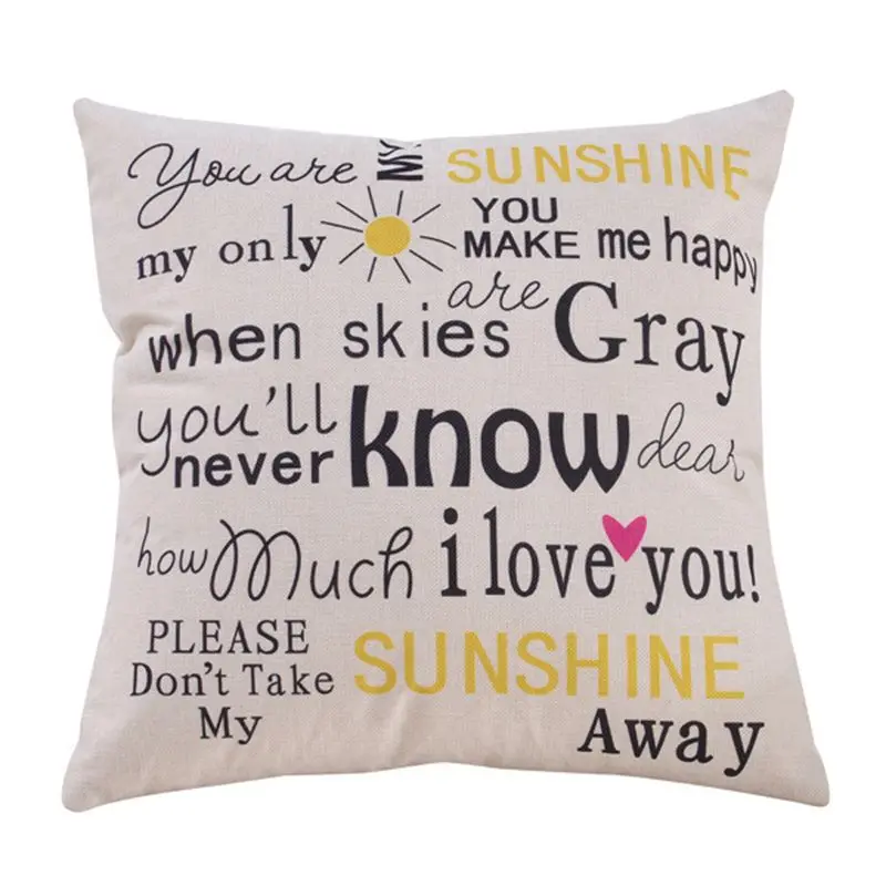 

45x45 см с принтом «You Are My Sunshine подушка с надписью хлопок постельное белье для дома декоративное подушки с буквами чехол для дивана с автомобил...