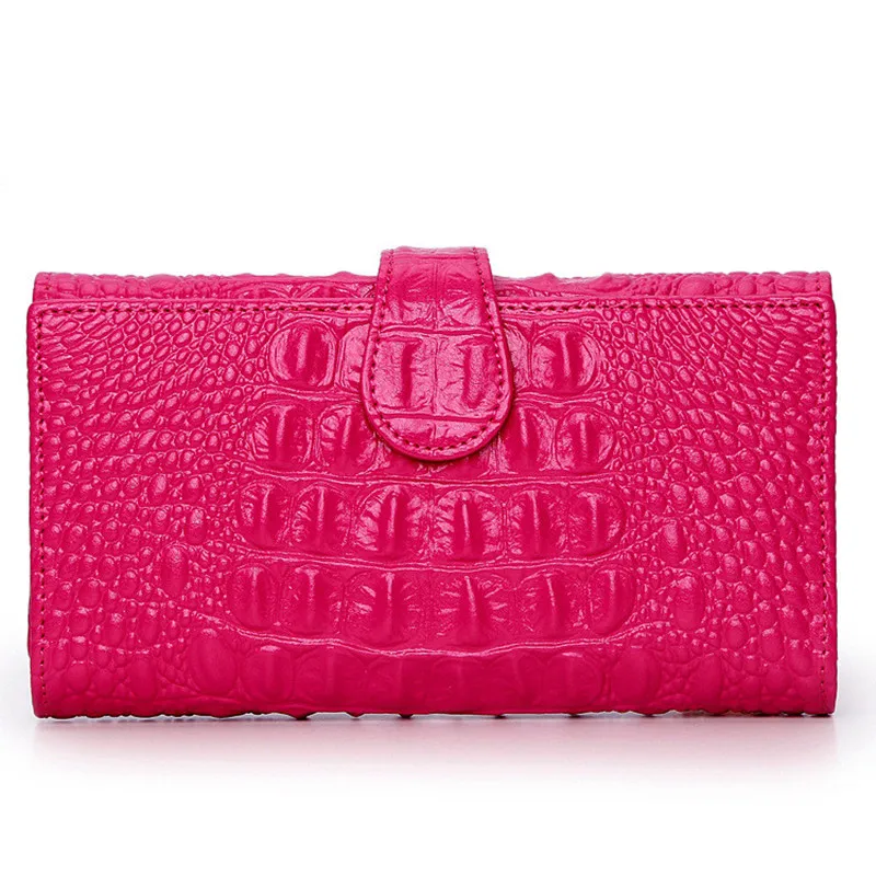 Брендовый однотонный Модный женский длинный кошелек из кожи аллигатора с