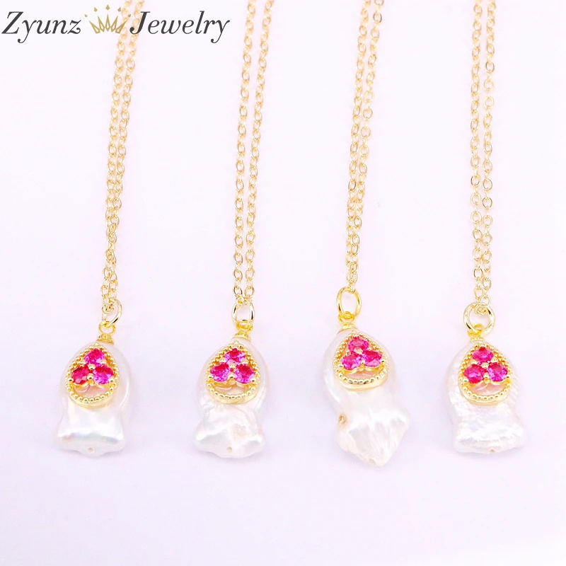 5 шт. натуральный пресноводный жемчуг с CZ микро проложить