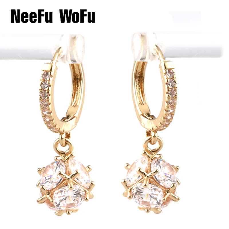 Женские серьги гвоздики Медная Инкрустация камнем с кубическим цирконием