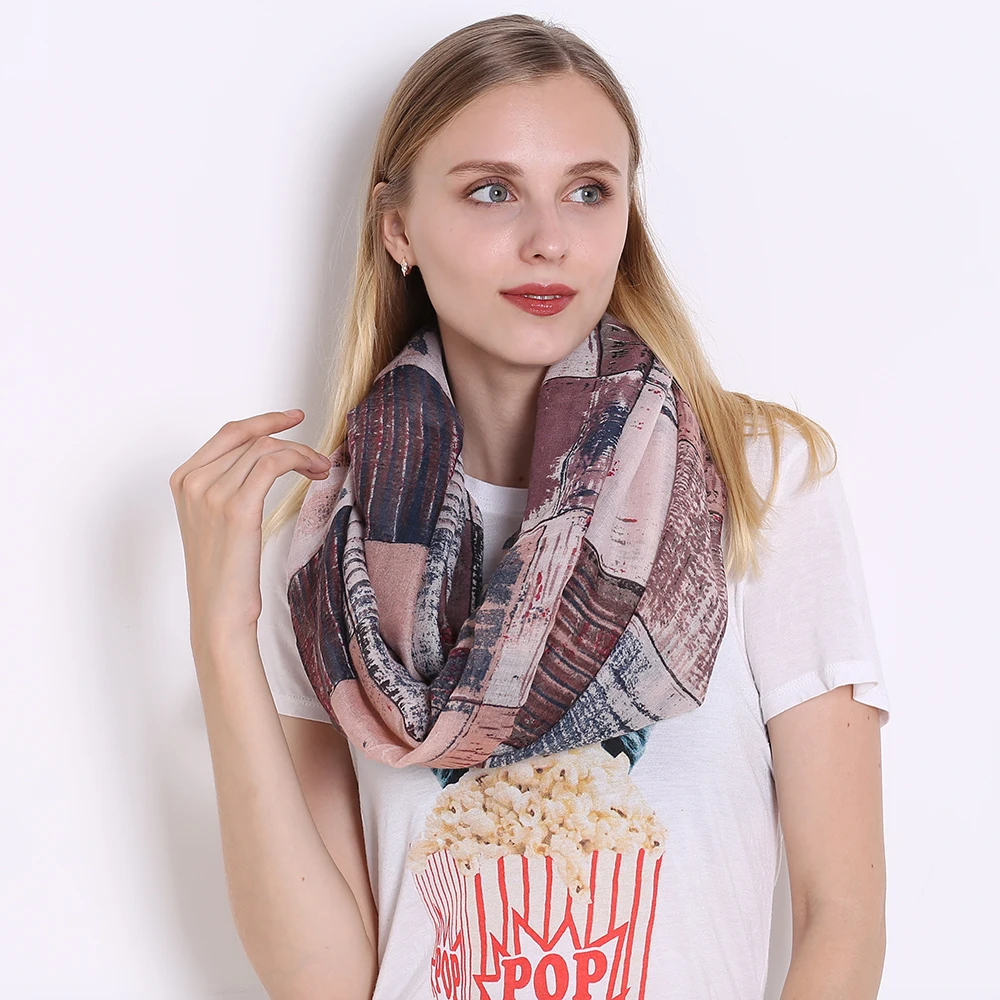 Роскошный бренд женские весенние шарфы в клетку с принтом бесконечности кольцом