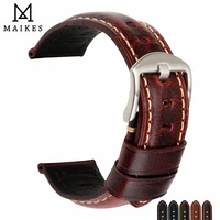 maikes vintage red oil wax leather strap watchband 20mm 22mm 24mm 26mm watch accessories watch bands for panerai tudor