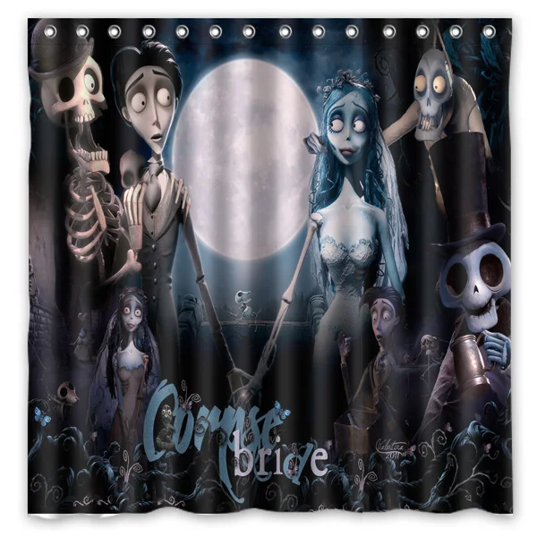 

180x180cm Waterproof Fabric Corpse Bride Mildew Proof Shower Curtain Bathroom Curtains Free Shipping