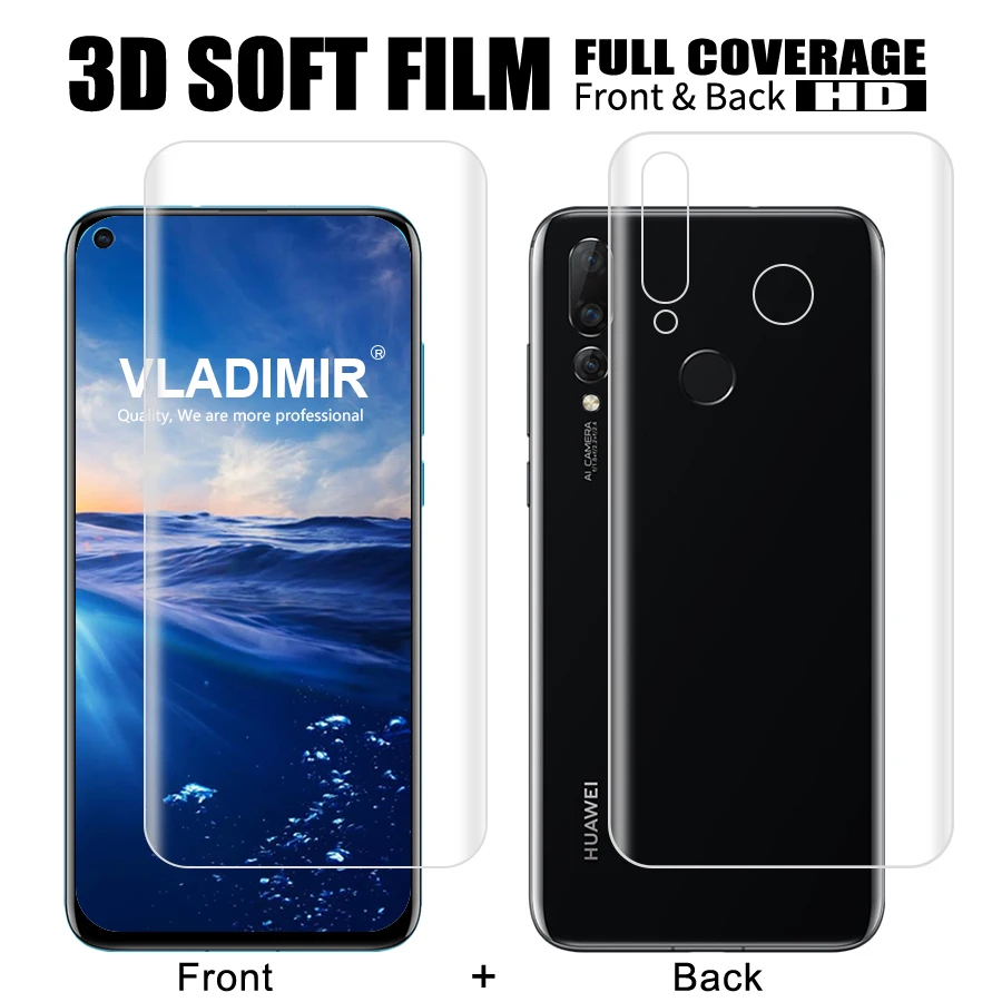 Vladimir 2Pcs/lot Front and Back 3D Transparent Full Cover Soft TPU for Huawei Nova 4 Clear Screen Protector Film | Мобильные