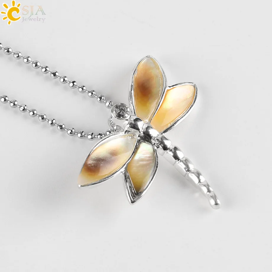 Csja животные стрекоза ожерелье натуральный жемчуг Швабра оболочки кулон бусины