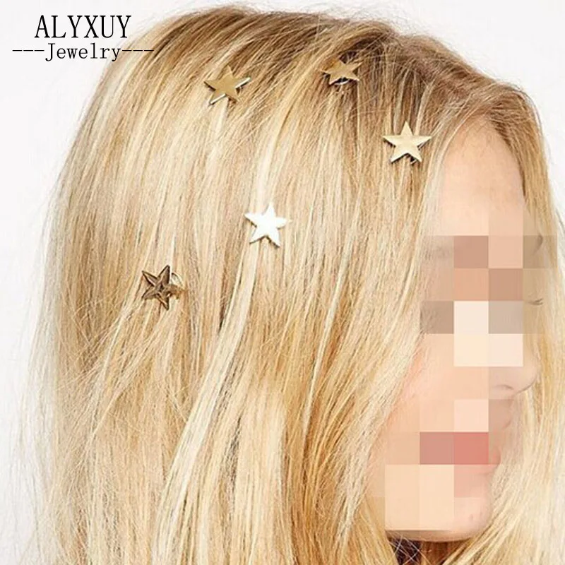 Новая мода Hairwear цвет золотистый Звезда дизайн шпилька подарок для женщины