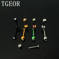 hot brand new body jewelry 16g 40pcs 1 284mm surgical stainless steel gem crystal plated titanium colors piercing labret ring