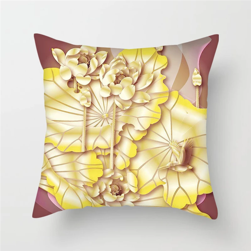 Чехол на подушку с цветочным принтом Fuwatacchi изображением цветов и птиц аксессуары