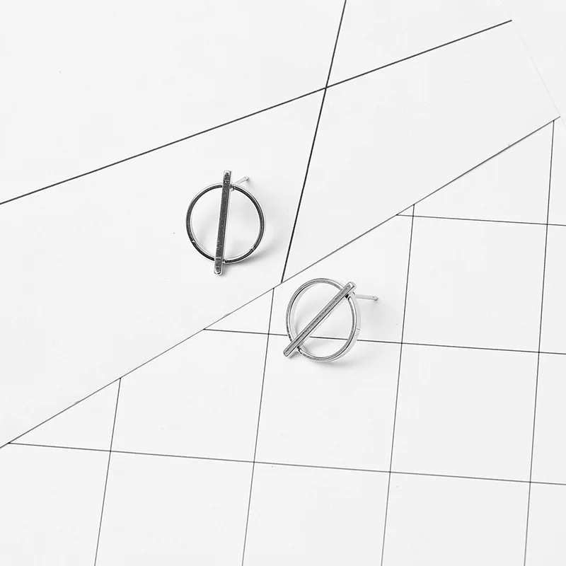 Простые креативные дизайнерские геометрические круглые серьги-гвоздики для