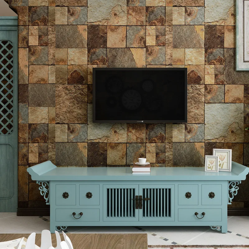 

beibehang Features Retro Chinese Marble Wallpaper Background Counter Shop Simulation Stone Striped Wallpaper Restaurant
