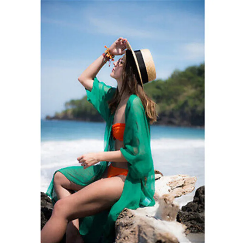 Женский кардиган с длинным рукавом однотонная прозрачная куртка защитой от