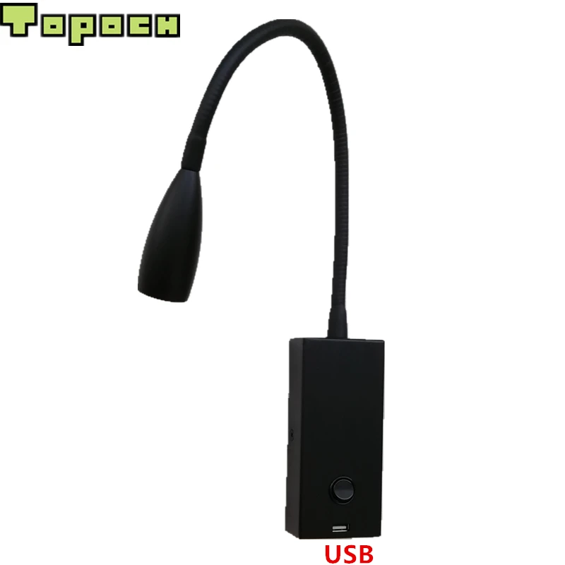 Topoch 5V 2A USB светодиодный Лампы для чтения на переключатель включения/выключения 3