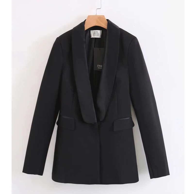 Костюм женский 2019 осенний Новый Женский приталенный однотонный черный костюм