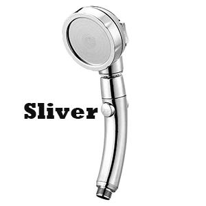 sliver shower head Вращающаяся на 360 градусов Регулируемая водосберегающая насадка для душа 3 режима давления воды с кнопкой управления водой набор для ванной комнаты - Цвет: sliver shower head