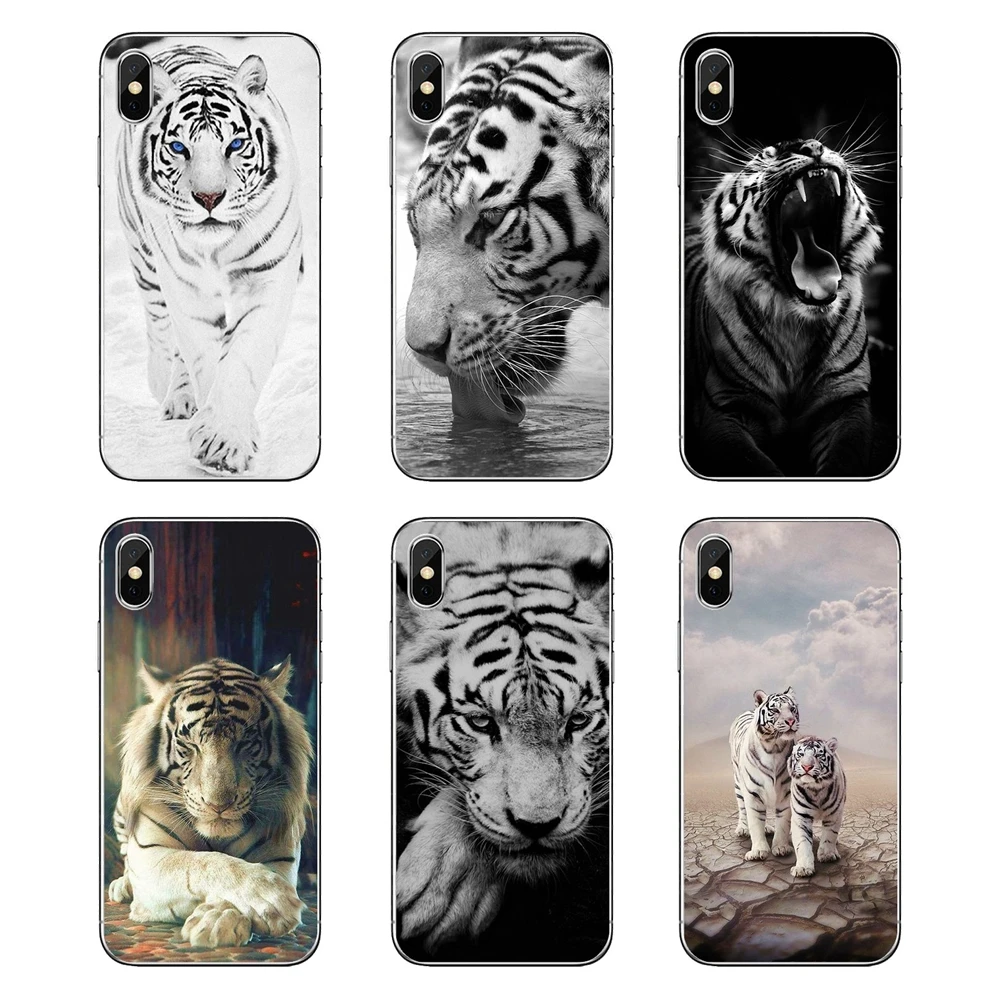 TPU Transparent Bag Case an animal White tiger burning bright For Samsung Galaxy A5 A6 A7 A8 A9 J4 J5 J7 J8 2017 2018 Plus Prime |