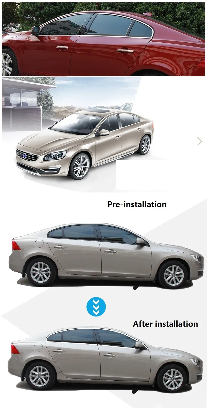 Для volvo xc60 V40 Нижняя отделка окна из нержавеющей стали полоса модифицированные окна яркая оконная отделка хромированная планка