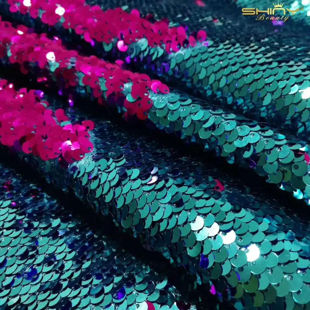 Turquoise to Fuchsia 4 фута* 3 фута(125*92 см) золото/черный/розовый ткань с обратимой Блестки для платья/скатерти/бегунов/Свадебные украшения/фоновый материал-C - Цвет: Turquoise to Fuchsia