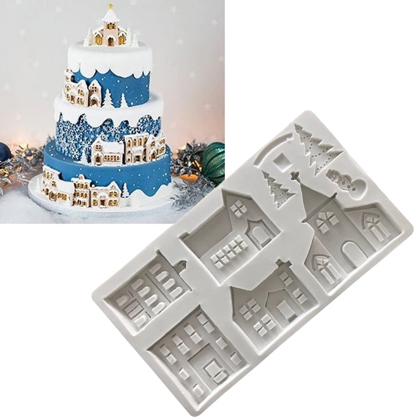 

Christmas Gingerbread House Silicone Mold Fondant Cake Chocolate Candy Silicone Decorating Mold Tools