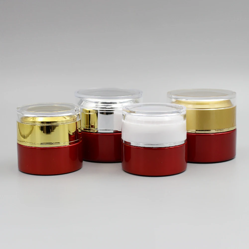 Красная стеклянная овальная Косметическая банка 20 г с акриловой крышкой пустая