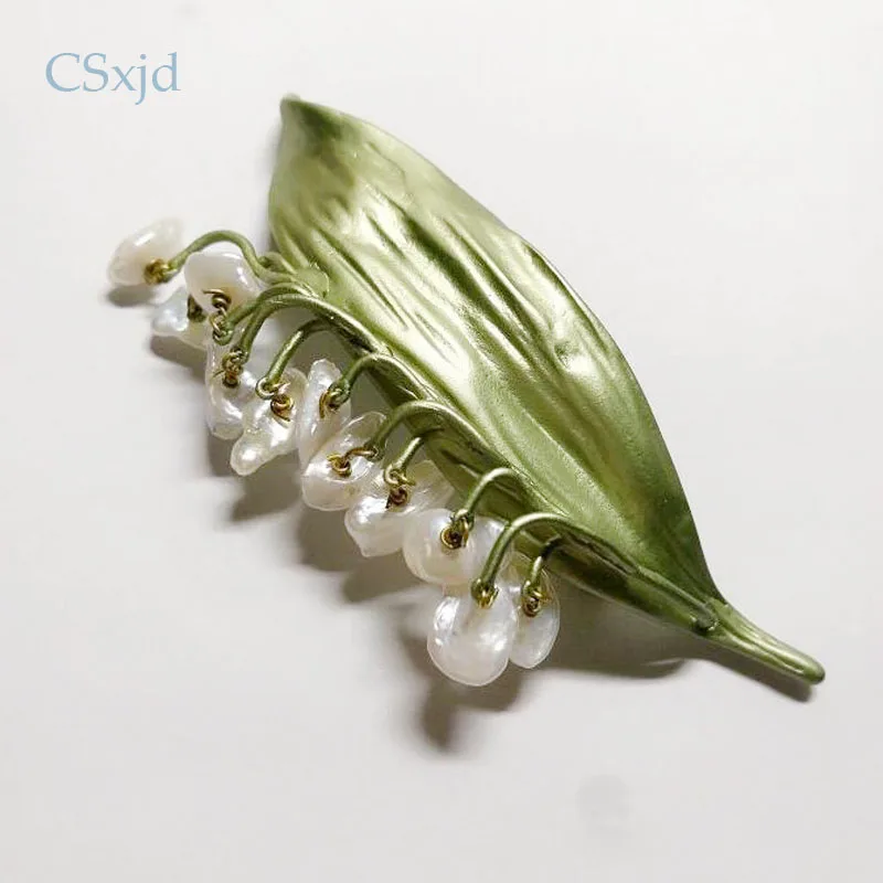 Винтажная брошь CSxjd с натуральным жемчугом и лилиями модная Ювелирное Украшение